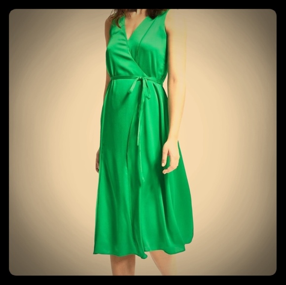 banana republic green wrap dress